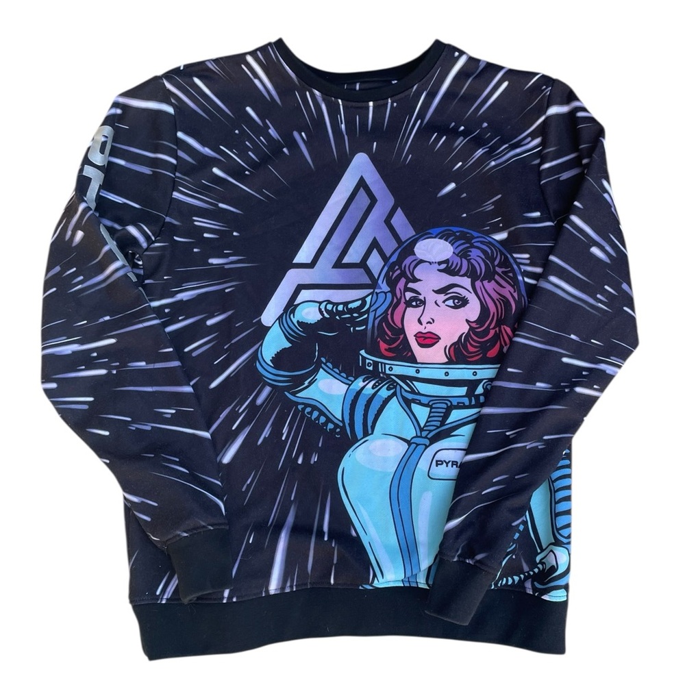 Black Pyramid Men's Sweater with Graphic Design Size Medium